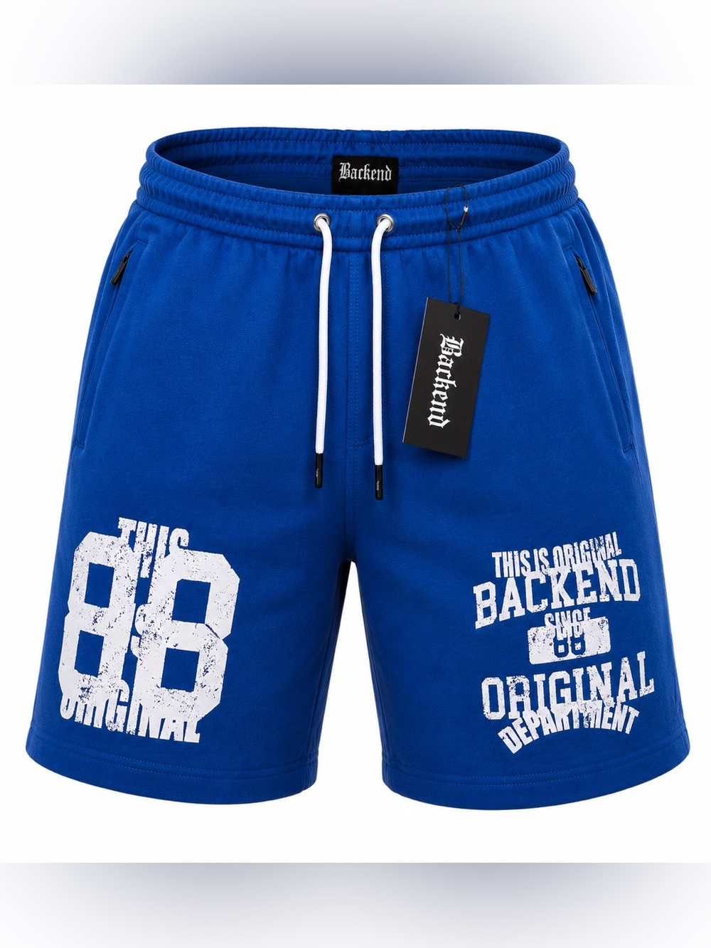 Backend Original Blue 88 Sweat Shorts NWT Men’s 3XL Streetwear Zip Pockets